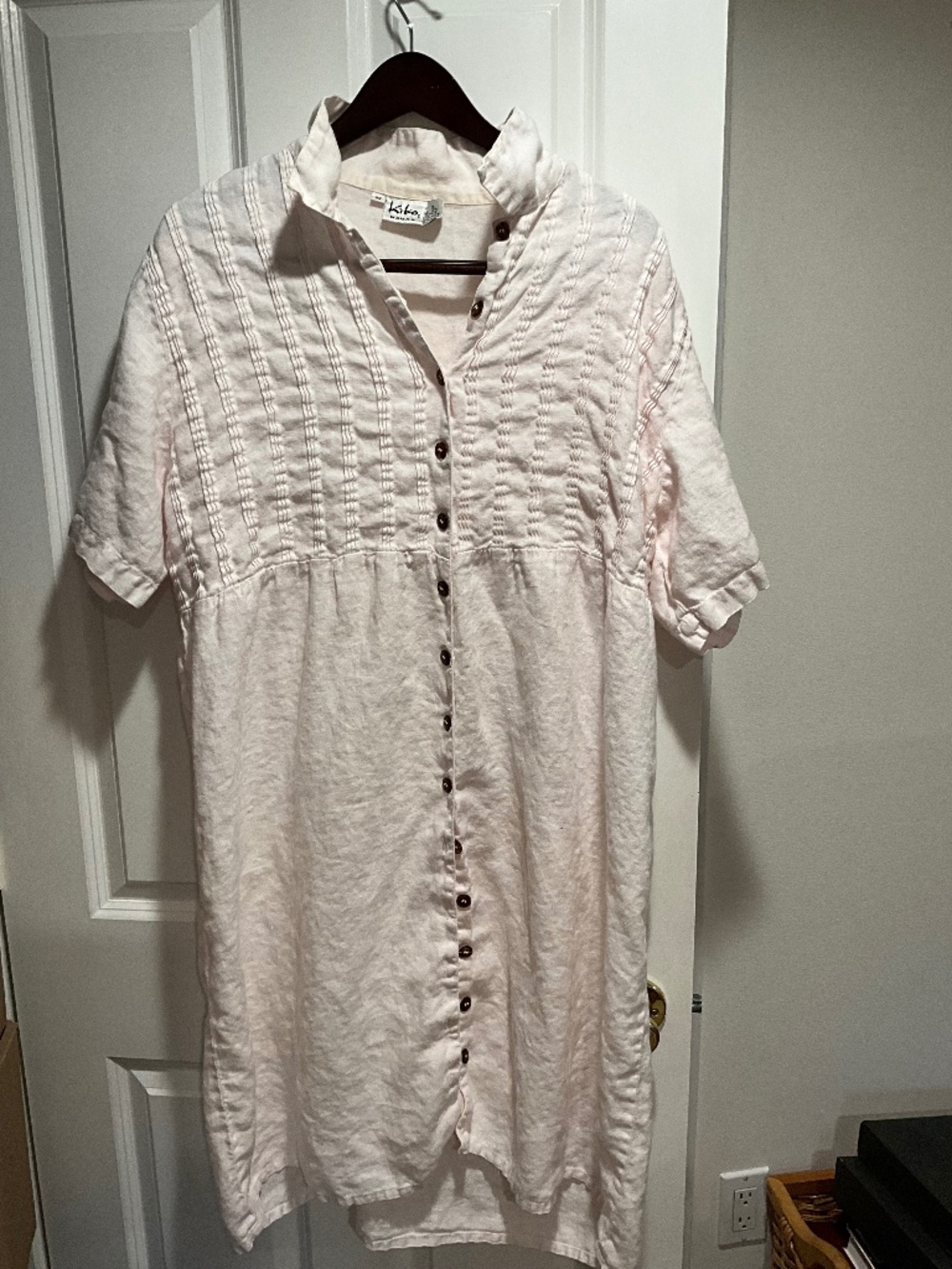 Linen Kiko woman dress, pastel pink 2X